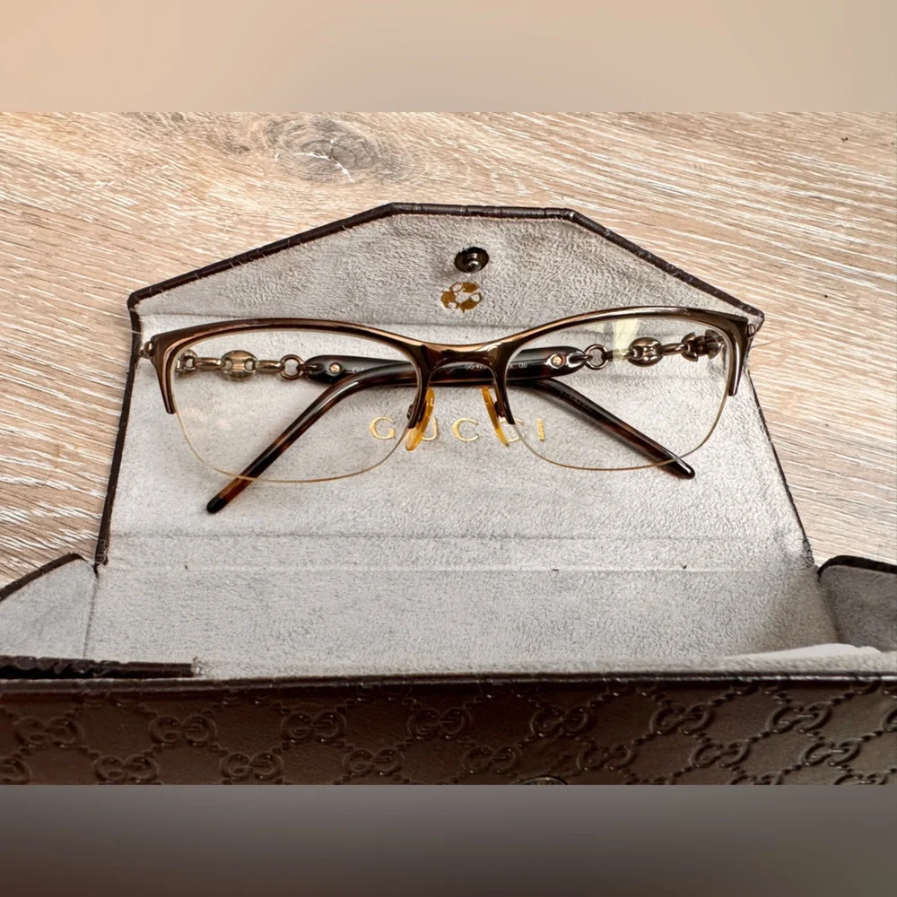 GUCCI Women’s Eyeglasses / Frame Model GG 4237 Semi-Rimless Chain Temple Detail